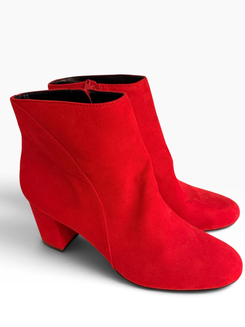 INC International Concepts "Floriann" Red Suede Block Heel Ankle Boots 9.5